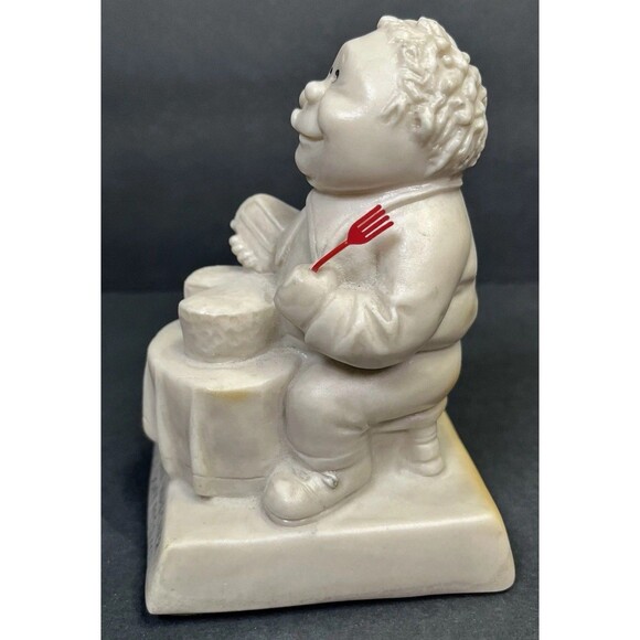 Wallace Russ Berrie Figurine “I'm A Weight Watcher Please Don't Feed Me" w/ Fork - Picture 6 of 7